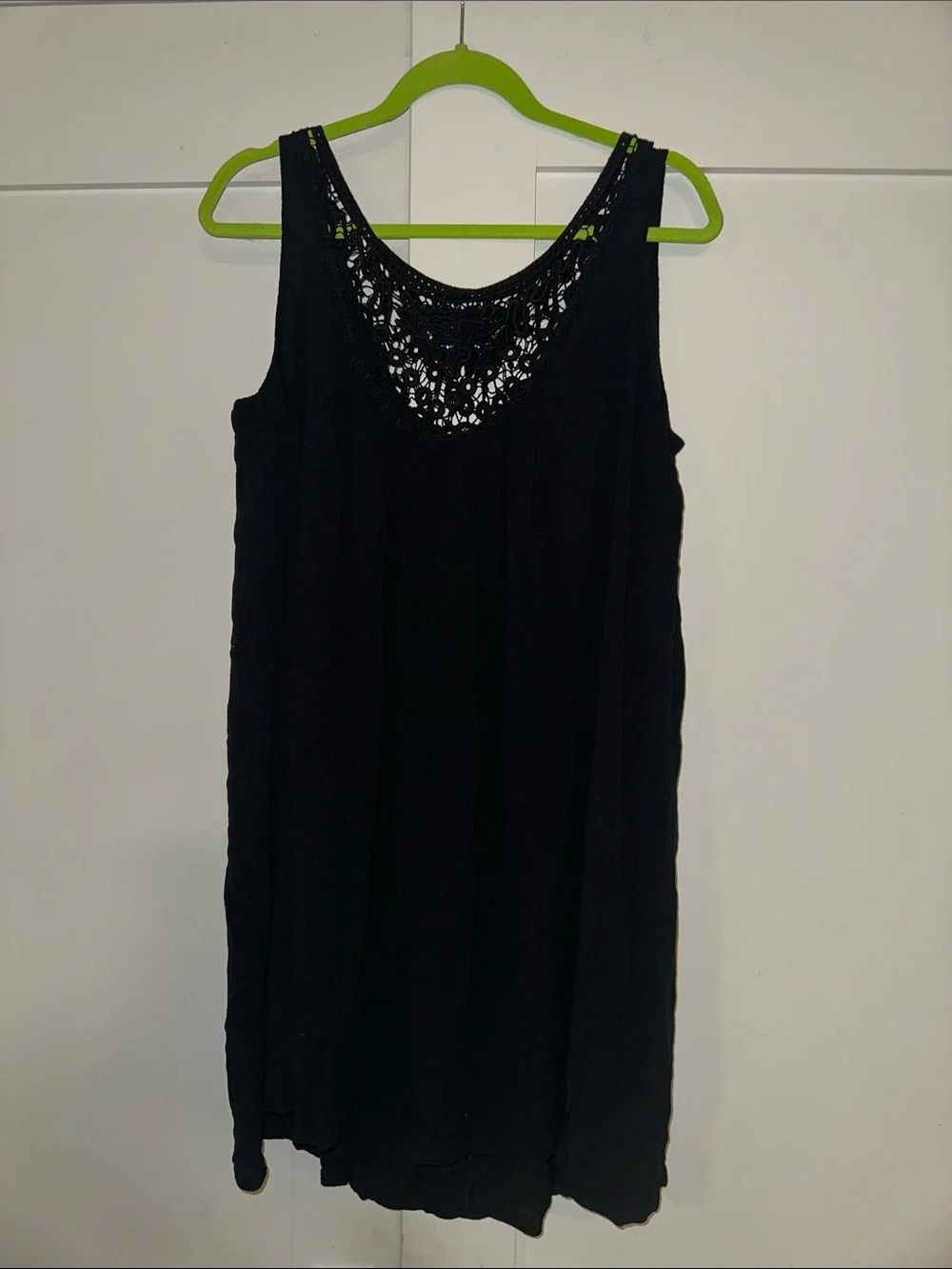 Ellos -  Black Crochet-Trim Swim Coverup,Size:22